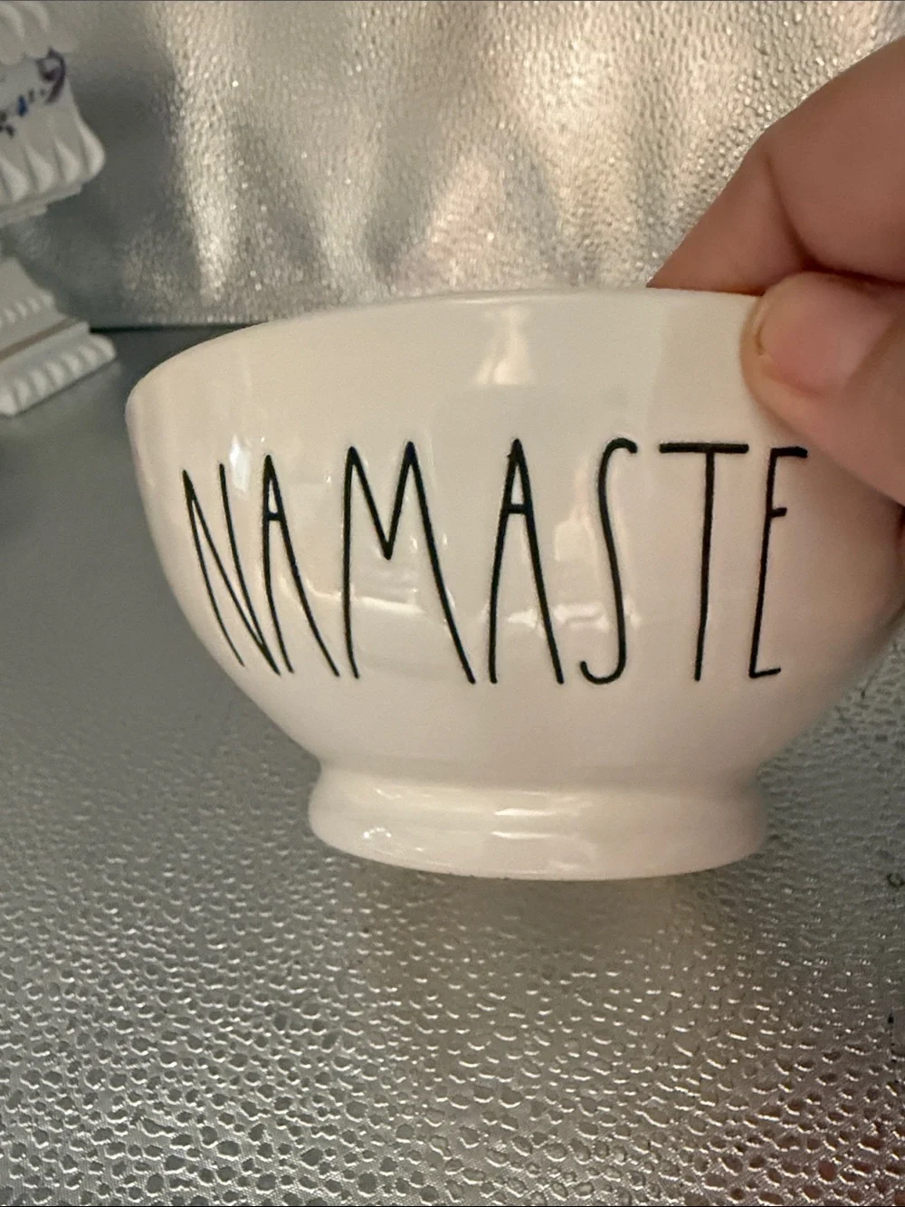 White Namaste Ceramic Bowl - Home Art